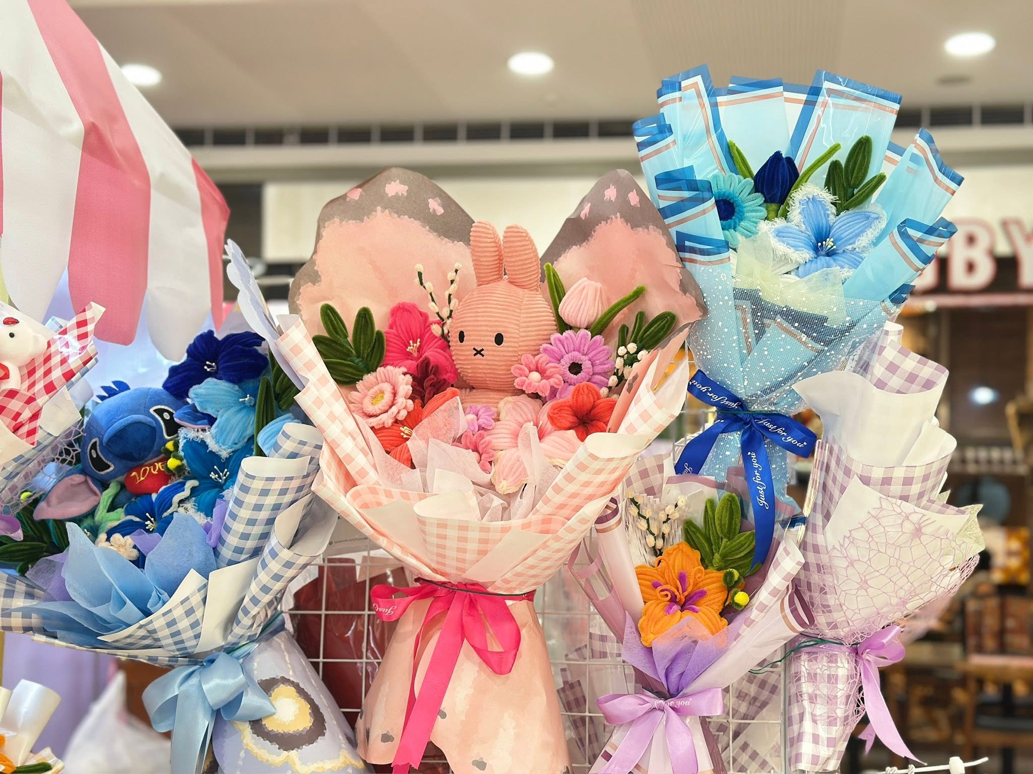 Handcrafted fuzzy-wire bouquets by Fuzzy Fleur